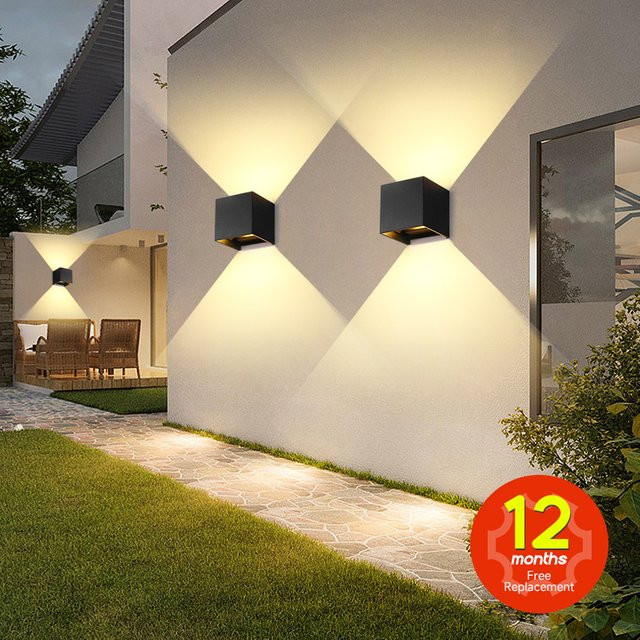 Wasserdichte LED Außenwandleuchte aus Aluminium in Schwarz oder Silber für Garten und Fassade mit Up-Down-Lichteffekt und warmweißem Licht - Bild 1