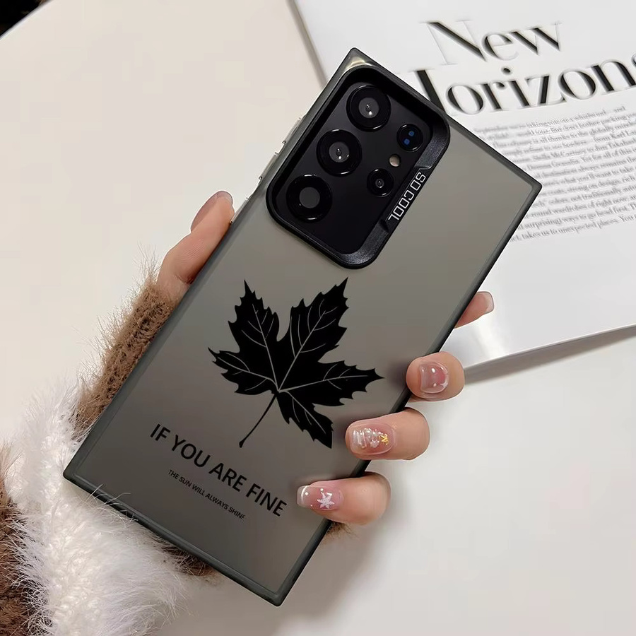 Silberne Silikon Handyhülle mit Ahornblatt-Design für Samsung Galaxy S25 Edge S24 S23 S22 S21 S20 Ultra in Bunt - Bild 4