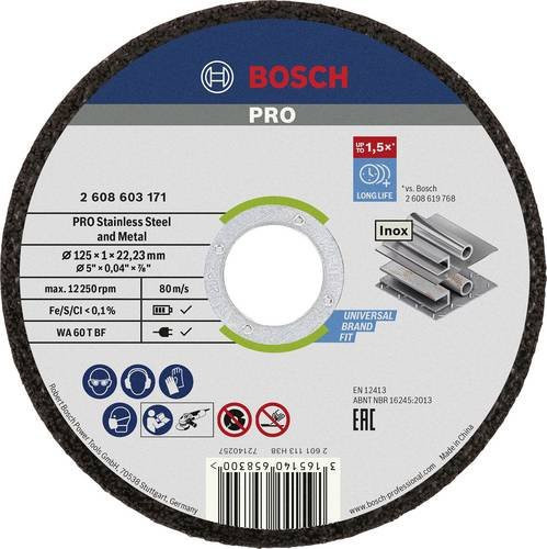Bosch Trennscheibe für Edelstahl und Metall, Durchmesser: 125 mm, 10 Stück - Bild 1