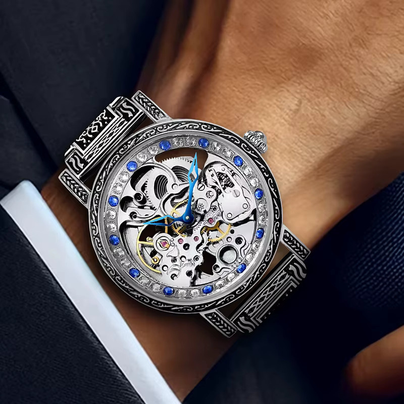 CAROTIF Armbanduhr Edelstahl, Automatik, Diamant, Blau, Herren - Bild 5