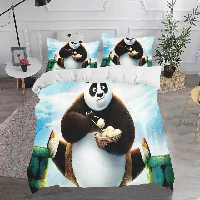Kung Fu Panda Bettwäsche Set für Kinder mit Bettbezug und Kissenbezug, Mikrofaser, Mehrfarbig, B/H: 200 x 200 cm - Bild 1