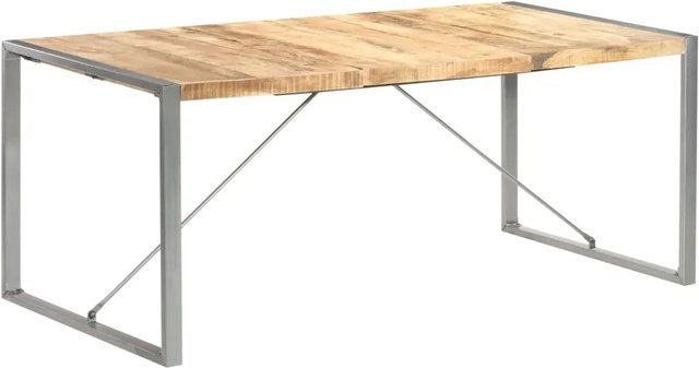 vidaXL Esstisch aus Mango-Massivholz in Braun und Grau, Rechteckig, B/T/H: 180 x 90 x 75 cm - Bild 1
