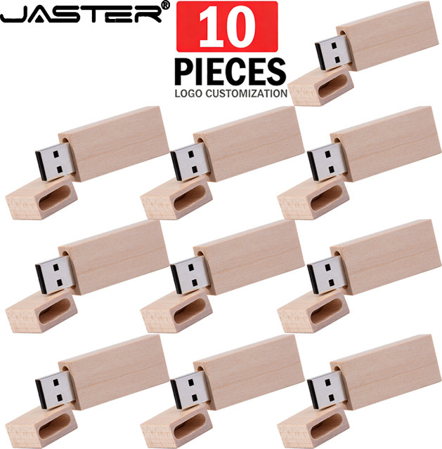 JASTER 10er Set Holz USB 2.0 Sticks mit Box in Braun zur individuellen Logo-Gestaltung - Bild 1