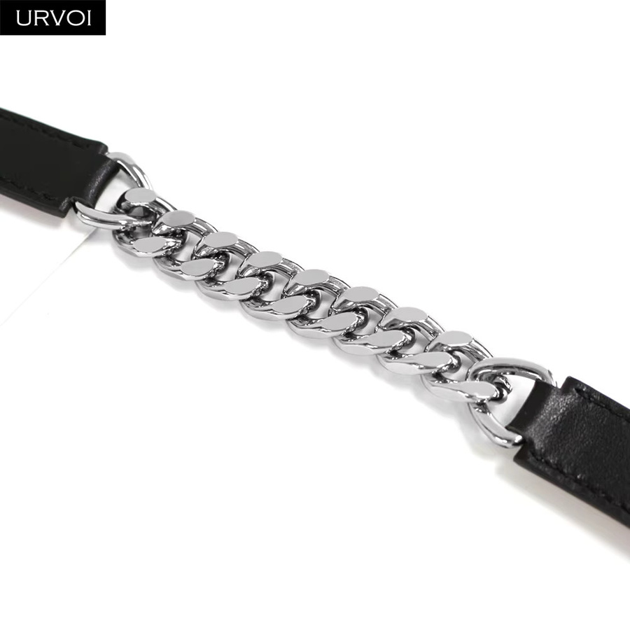 URVOI Uhrenarmband Leder, Edelstahl, Silber, Unisex - Bild 3