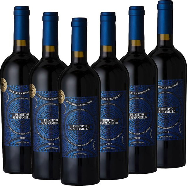 Duca Della Seduzione, Primitivo Susumaniello, halbtrocken, Rotwein, 6 x 0,75 l - Bild 1