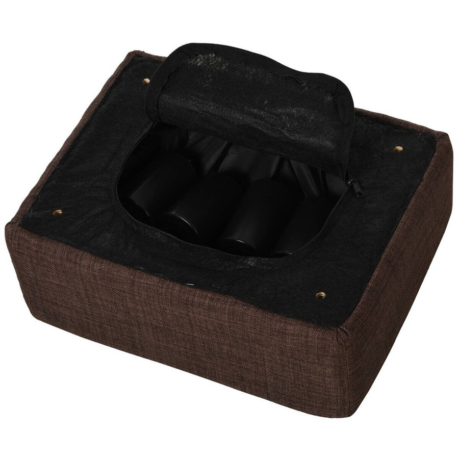 HOMCOM Sitzhocker Ottomane aus Leinen Stoff in Braun, rechteckig, B: 40 cm, T: 30 cm, H: 24 cm - Bild 3