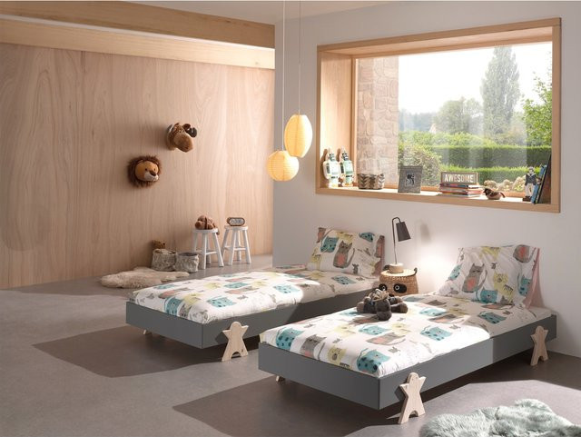 Vipack Modulo Art. Set aus 2 Stapelbetten für Kinder, grau lackiert, Liegefläche pro Bett B: 90 cm, L: 200 cm - Bild 1