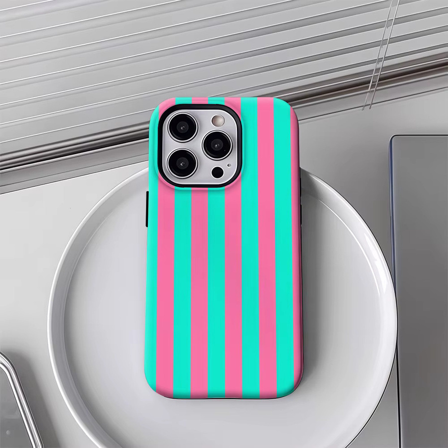 Luxuriöse Apple iPhone Handyhülle mit doppellagiger Rückseite und Korallenstreifen in Multicolour - Bild 2