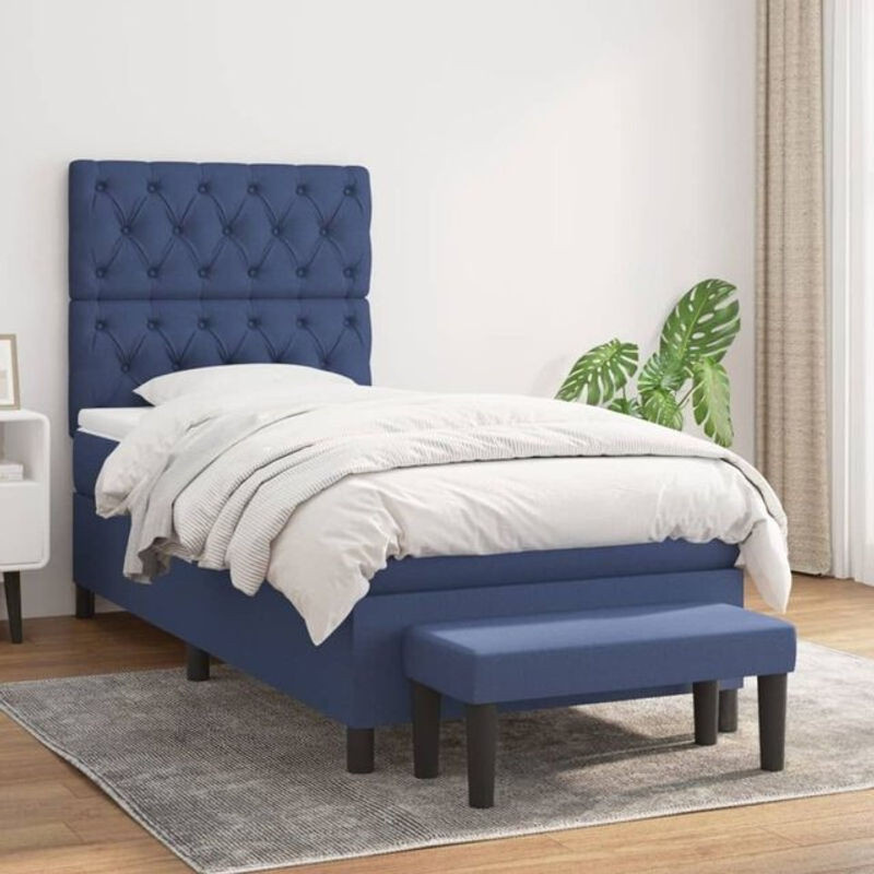 Vidaxl Boxspringbett mit Matratze aus Stoff in Blau, B/T/H: 80 x 200 cm - Bild 1
