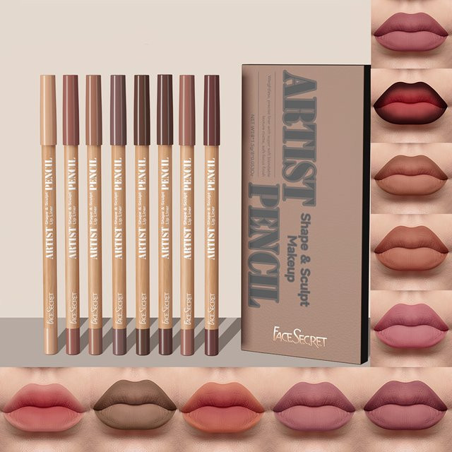 FACESECRET Lipliner-Set, 8-teilig, matt, nackt, Unisex - Bild 1