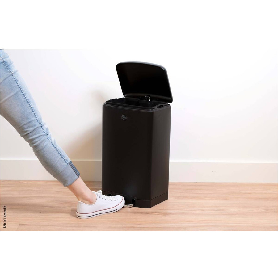 Dirt Devil Treteimer aus Edelstahl in Schwarz mit Soft-Close und herausnehmbarem Inneneimer, Volumen: 20 l, B/H/T: 30 x 52,5 x 29 cm - Bild 2