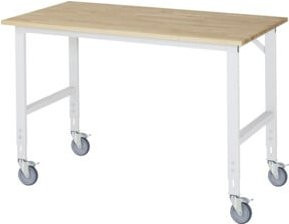 Rau Fahrbarer Arbeitstisch Tom höhenverstellbar mit B-Platte, grau/mehrfarbig, B/T/H: 150 x 80 x 91-123 cm - Bild 1