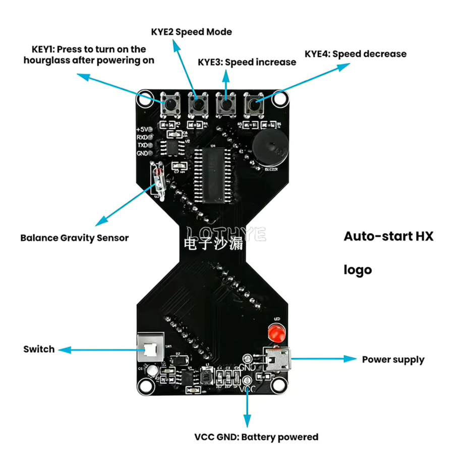 LOTHYE DIY Elektronik-Bausatz Schwerkraftsensor-Timer LED-Punktmatrix, Elektronische Sanduhr, Micro-USB - Bild 4