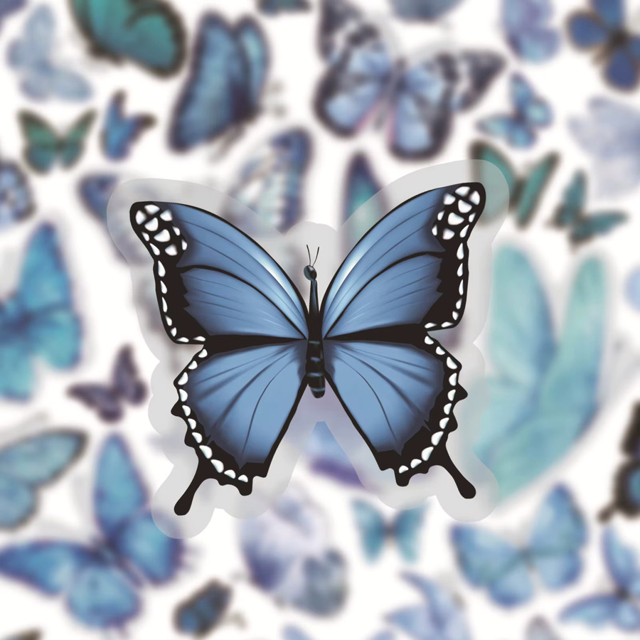 GOGOTU Schmetterling Transparente Graffiti-Aufkleber, 50-teiliges Set, blau - Bild 3