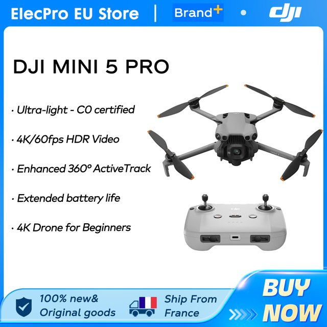 DJI Mini 5 Pro Ultraleichte Faltbare Drohne mit 1-Zoll CMOS Kamera und Omnidirektionaler Hinderniserkennung in Grau - Bild 1