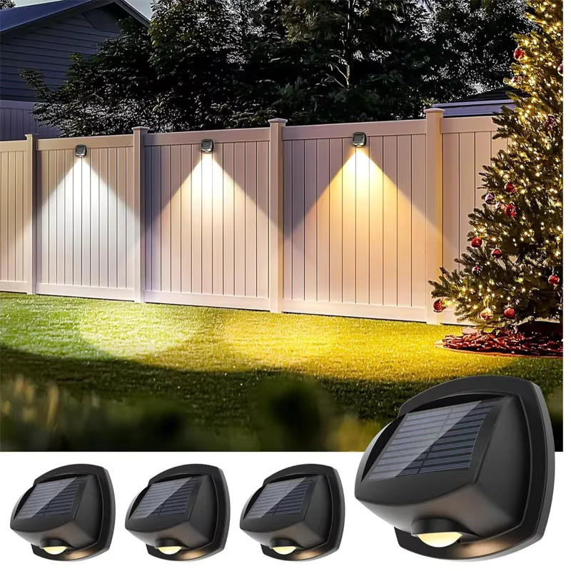 LINYILIGHT Solar-Zaunleuchten für den Außenbereich, wasserdichte LED Solar-Wandlampe in Schwarz mit mehrfarbigem RGB-Licht für Garten und Veranda - Bild 5