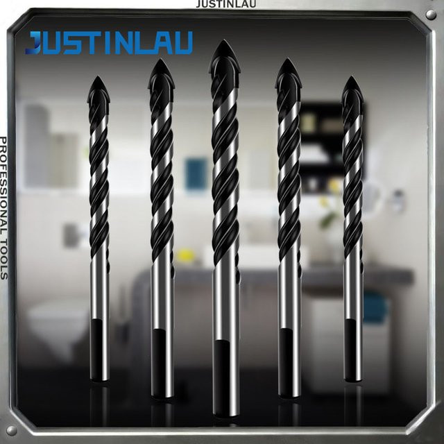JUSTINLAU Multifunktions-Legierungsbohrer für Keramikfliesen, dreieckiger Glasbohrer, Farbe: Schwarz, Durchmesser: 6 mm, 8 mm, 10 mm - Bild 1