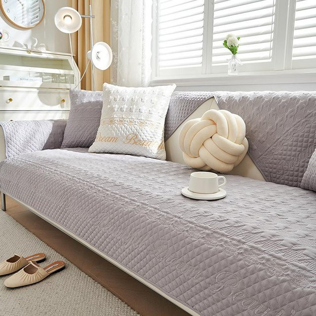 Gestreiftes Sofakissen aus Eis-Seide in Grau, bestickter Kissenbezug für das Sofa, B/B: 70 x 70 cm - Bild 1
