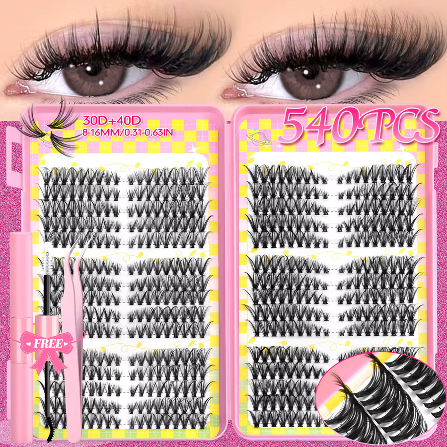 Lasvirey Lash Cluster Kit DIY Fluffy Wimpern Mixed Tray, Black, Unisex - Bild 2