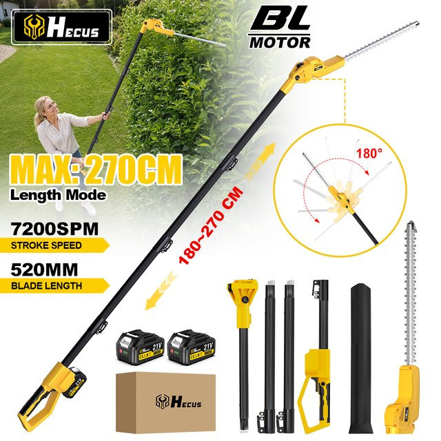 Hecus Bürstenloser Elektrischer Hochastschneider Gelb, Verstellbare Kabellose Teleskop-Gartenschere für Makita LXT 18V Akku - Bild 1