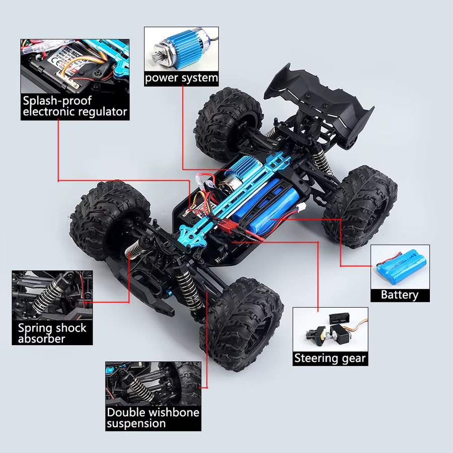 WLtoys 4x4 Hochgeschwindigkeits-Ferngesteuertes Rennauto, Monstertruck, 1:16, mit LED - Bild 5