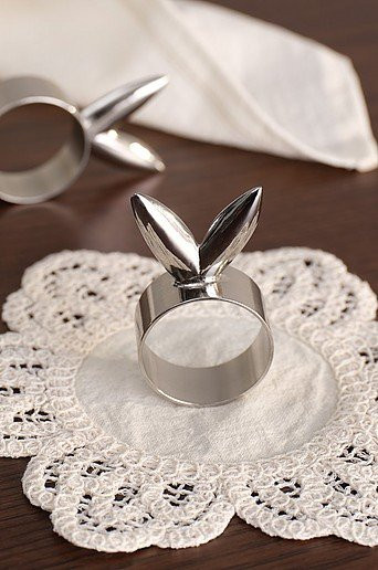 Jotex FUNNY BUNNY Serviettenring aus Metall, 2er-Pack, Silber - Bild 1