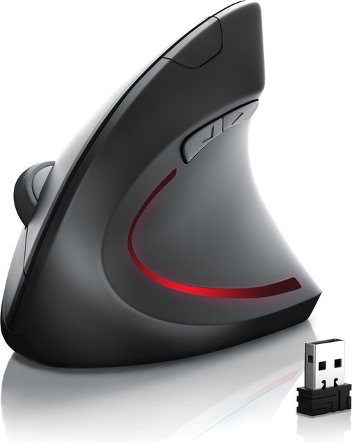 CSL Kabellose vertikale Maus in Schwarz mit ergonomischem Design zur Vorbeugung von Mausarm und RSI - Bild 1