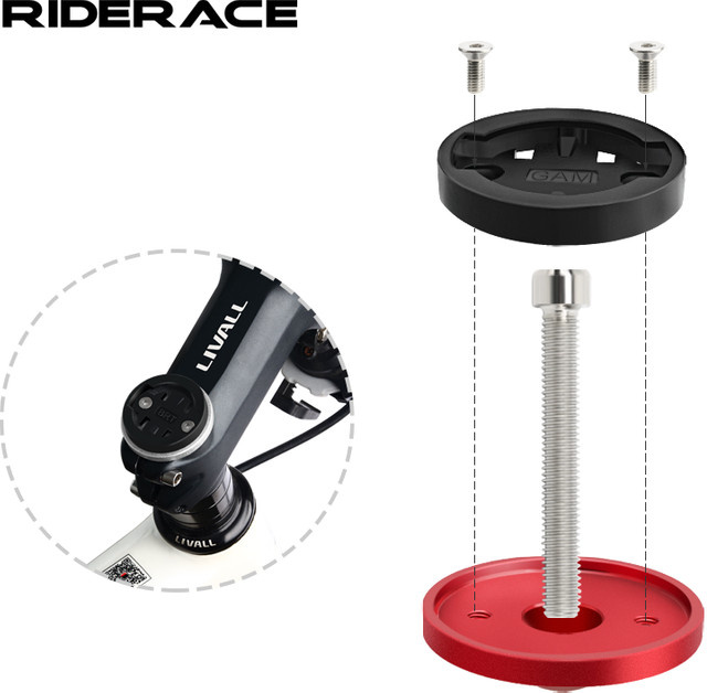 Fahrrad Computer Halterung Riderace Top Cap Vorbau GPS Tacho Halterung für Garmin Bryton CatEye in Gelb - Bild 1