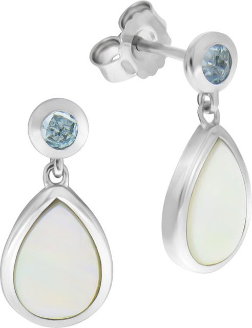 Zeeme Ohrhänger 925 Silber, Blautopas, Perlmutt, Damen - Bild 1