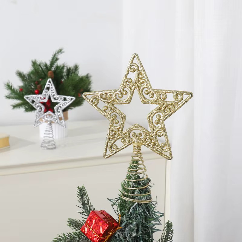 QIANHUAYU Weihnachtsbaum Baumspitze Stern in Silber, Höhe: 19 cm - Bild 4