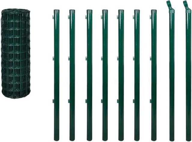 vidaXL Eurozaun aus Stahl mit PVC-Beschichtung in Grün, B: 10 m, H: 1,0 m - Bild 1