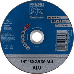PFERD Trennscheibe EHT Leistungslinie SG ALU für Aluminium, Blau, Durchmesser: 180 mm, Breite: 2,9 mm, Bohrung: 22,23 mm - Bild 1