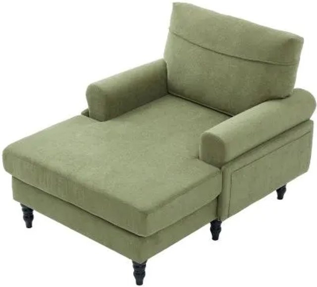 PXloue Sofa Liegestuhl aus Chenille mit Aufbewahrung in Grün - Bild 1