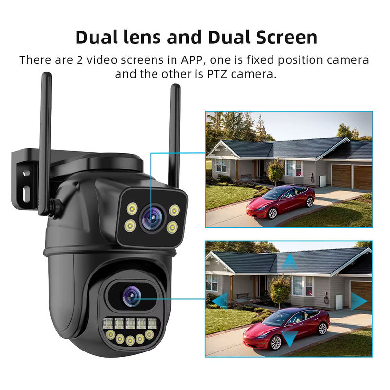 DDBROUGEN 4K 8 MP WiFi-Überwachungskamera mit Dual-Objektiv, 4-fachem Digitalzoom und KI-Personenerkennung, Outdoor-Sicherheits-PTZ-IP-Kamera in Schwarz - Bild 2