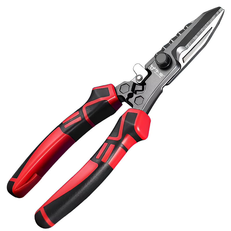 NIUXIANG Multifunktions-Elektrikerschere in Rot: Crimp-Drahtschneidewerkzeug und Blechschere mit integriertem Schraubenschlüssel - Bild 7