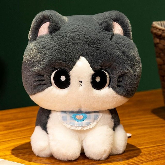 Yiran toy Katze Plüschtier mit Kuchen, Stofftier, Grau, 25cm - Bild 1