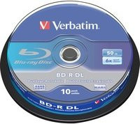 Verbatim Blu-ray BD-R DL Rohlinge 50 GB, 10er-Pack, Blau - Bild 1