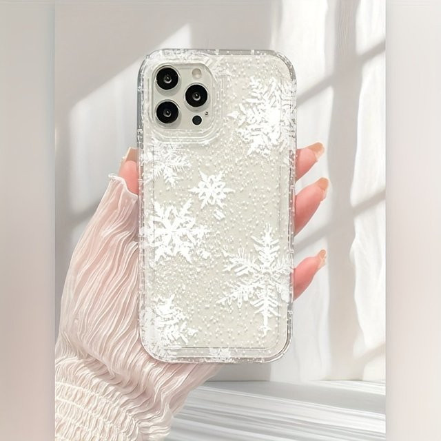 Transparente TPU-Handyhülle mit weißem Schneeflockenmuster für Apple iPhone 17 Pro Max, 16, 15, 14, 13, 12, 11, Xs, Xr, X, 8, 7 - Bild 1