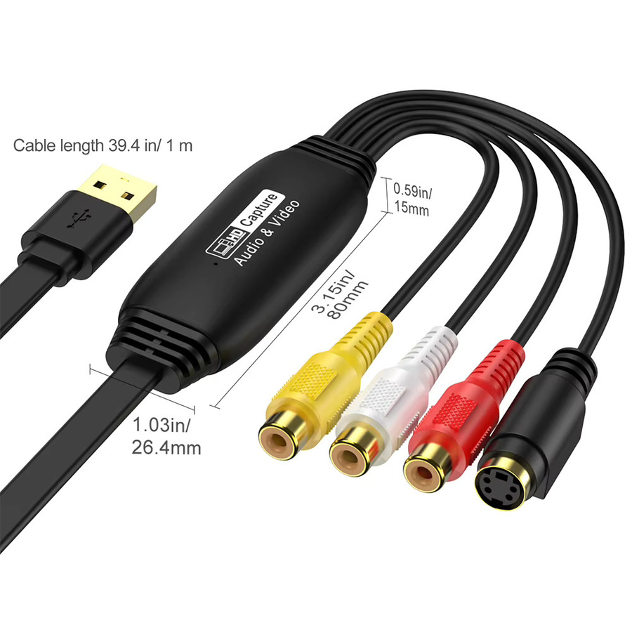 ALLOET RCA zu USB Videokonverter in Schwarz für die Videoaufnahme von VHS, TV und DVD am PC - Bild 6
