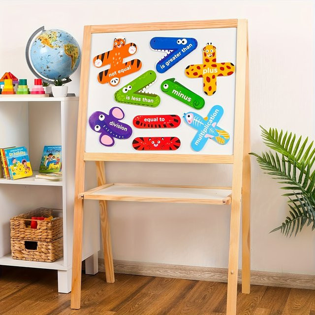 8 Stück magnetische Mathe-Symbole und Tier-Mathemagnete für den Unterricht, Multicolor, Kunststoff - Bild 1