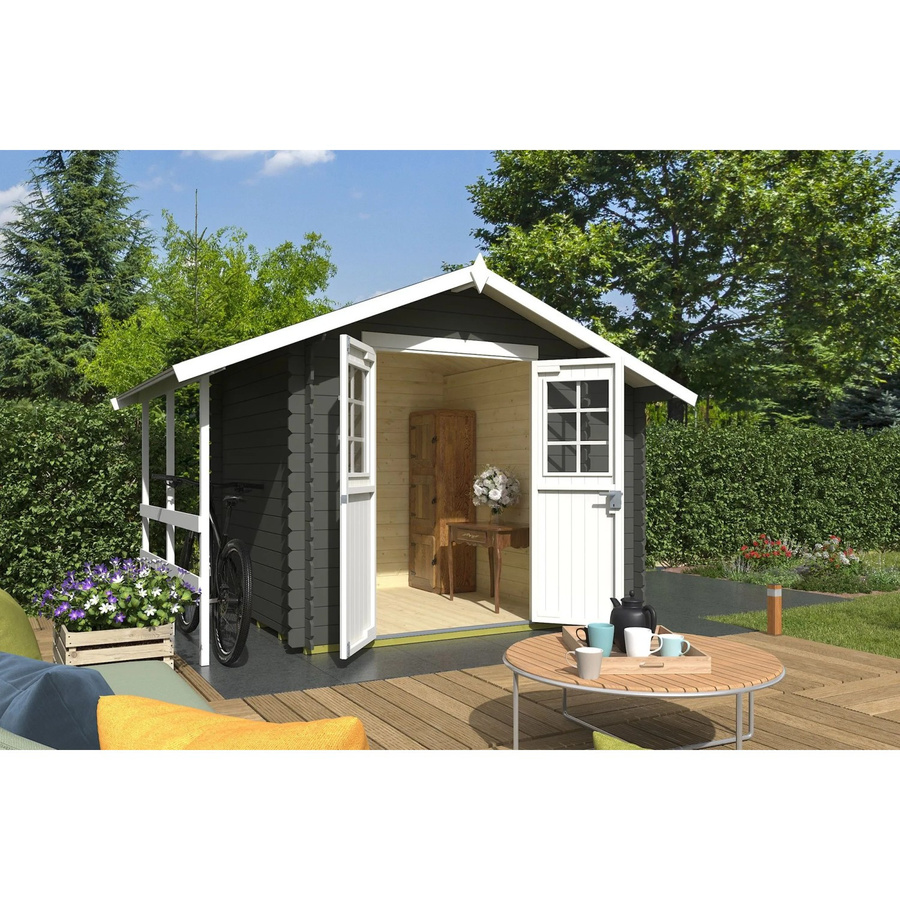Lasita Gartenhaus Vilano in Grüngrau, B/H/T: 352,5 x 228 x 200 cm - Bild 3