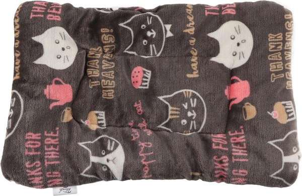 TOMTOP JMS Haustierdecke aus Flanell mit Lammwolle-Effekt und niedlichem Muster für Hunde und Katzen, Farbe: Schwarz, B/T: 55 x 42 cm