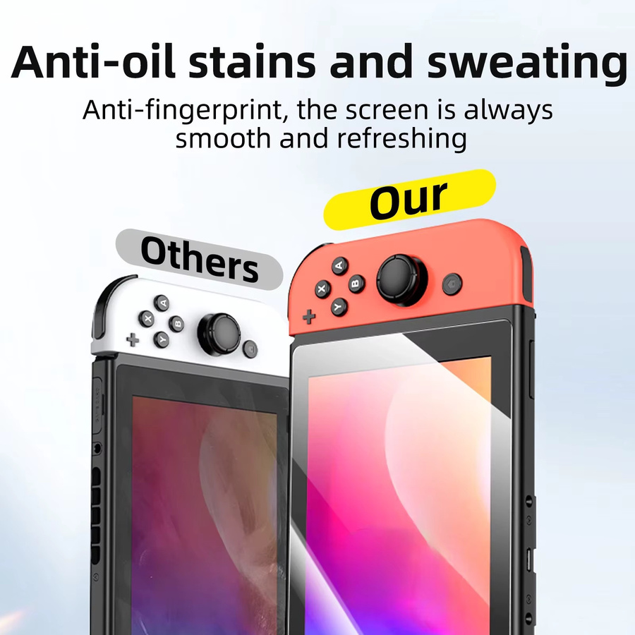 TECTINTER Displayschutzfolie aus gehärtetem Glas für Nintendo Switch, transparent, kratzfester Schutzfilm für deine Spielkonsole - Bild 3