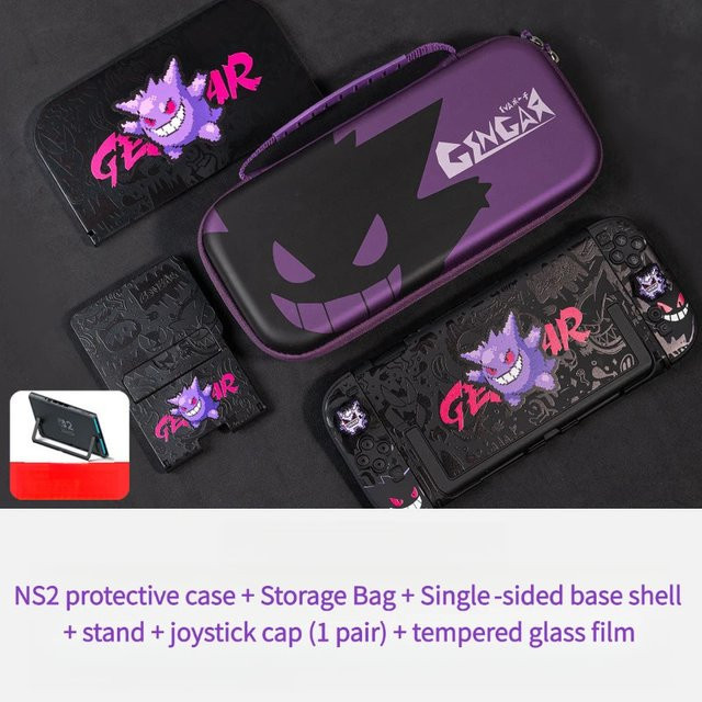 Bandai Nintendo Switch Zubehör-Set mit Anime Gengar Reise-Bundle, Hartschalen-Schutzhülle und JoyCon-Hüllen, Mehrfarbig - Bild 1