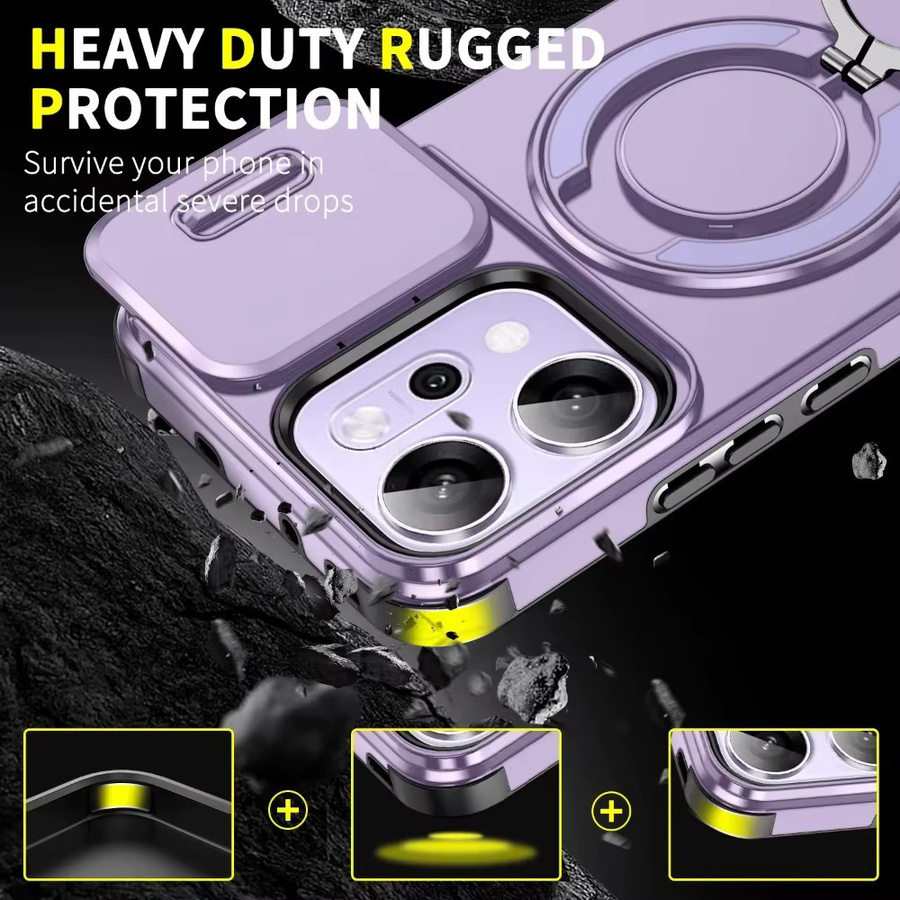 Robuste magnetische Schutzhülle für OPPO Reno 15 14 13 Pro 15F 14F 13F aus TPU und PC mit 360 Grad Rundumschutz und stoßfester Kamerahalterung in Pink und Purple - Bild 2