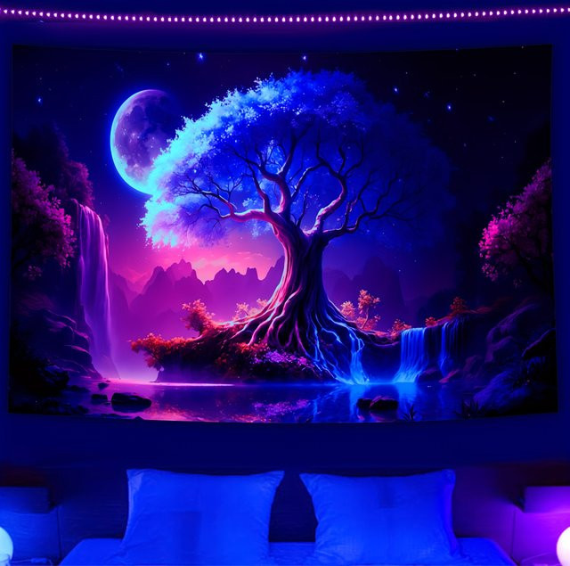 VIKAMA Dream Forest Wandteppich mit Stern und Mond in Multicolour, B/H: 60 x 40 cm - Bild 1