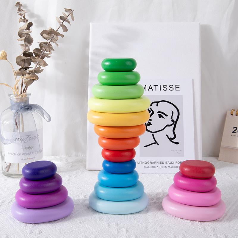 Linyi toy Regenbogen Holz Bausteine Bunt / Mehrfarbig - Bild 1