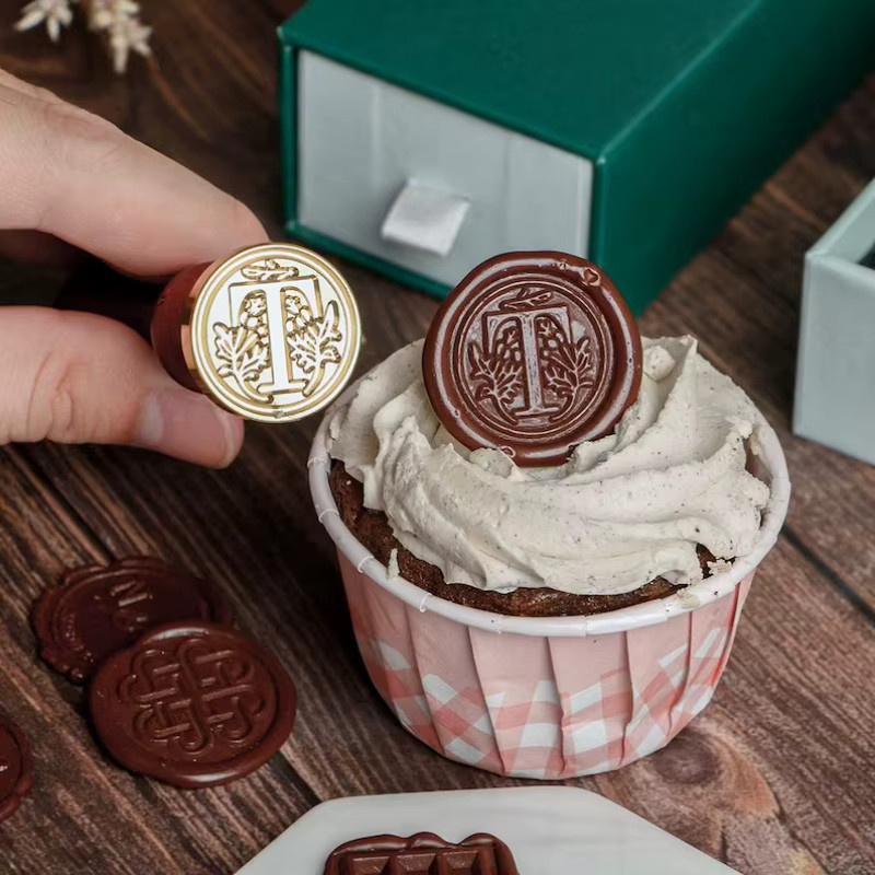 Personalisierter Popcorn-Stempel mit individuellem Text für Schokolade, lebensmittelechter Wachssiegelstempel für DIY-Dekorationen, Hochzeiten und Partys, Durchmesser: 3 cm oder 4 cm - Bild 3