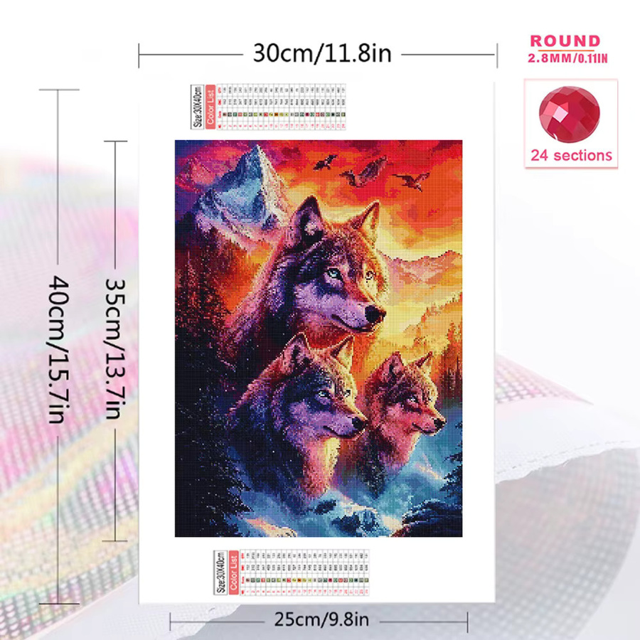 Evershine Diamant-Gemälde Wolf Mosaik-Strass-Bild in Multicolour für Anfänger, B/H: 30,0 x 20,0 cm - Bild 2