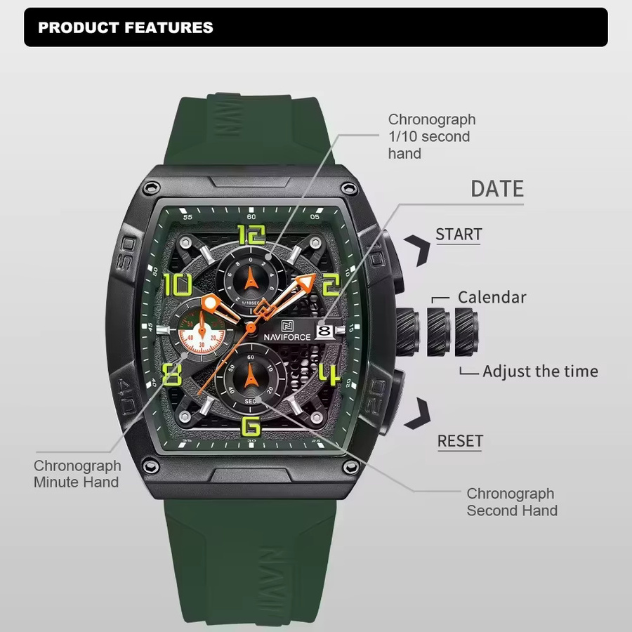 NAVIFORCE Armbanduhr Quarz, Kunststoff, Schwarz, Herren - Bild 2